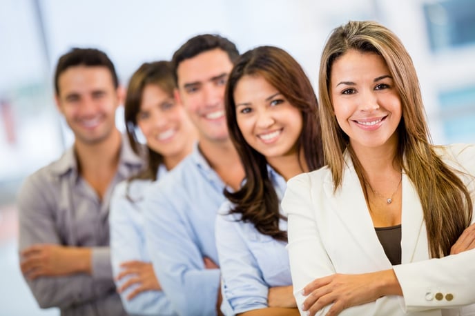 Business group in a row at the office
